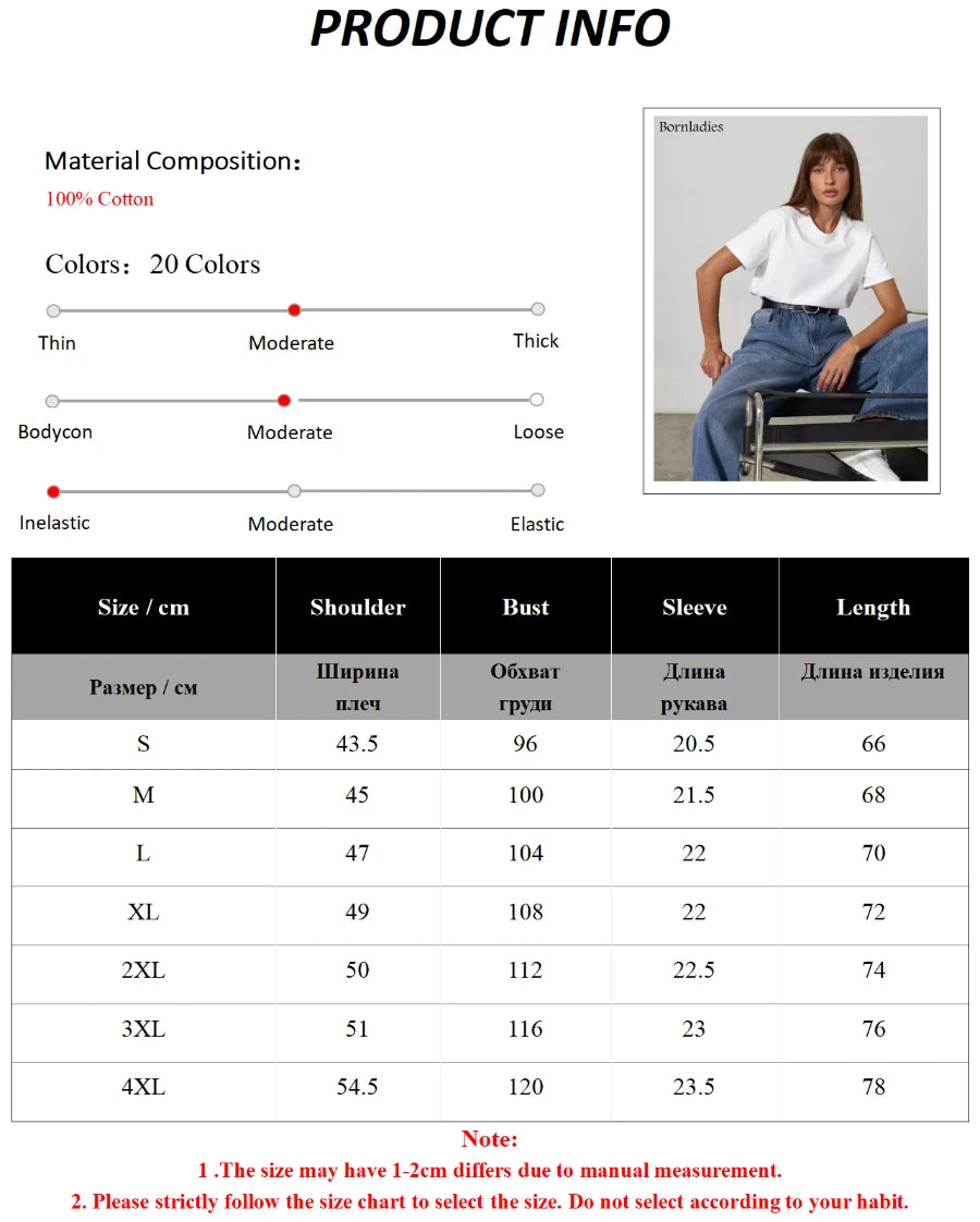 100% Cotton Women's T-shirt  Summer