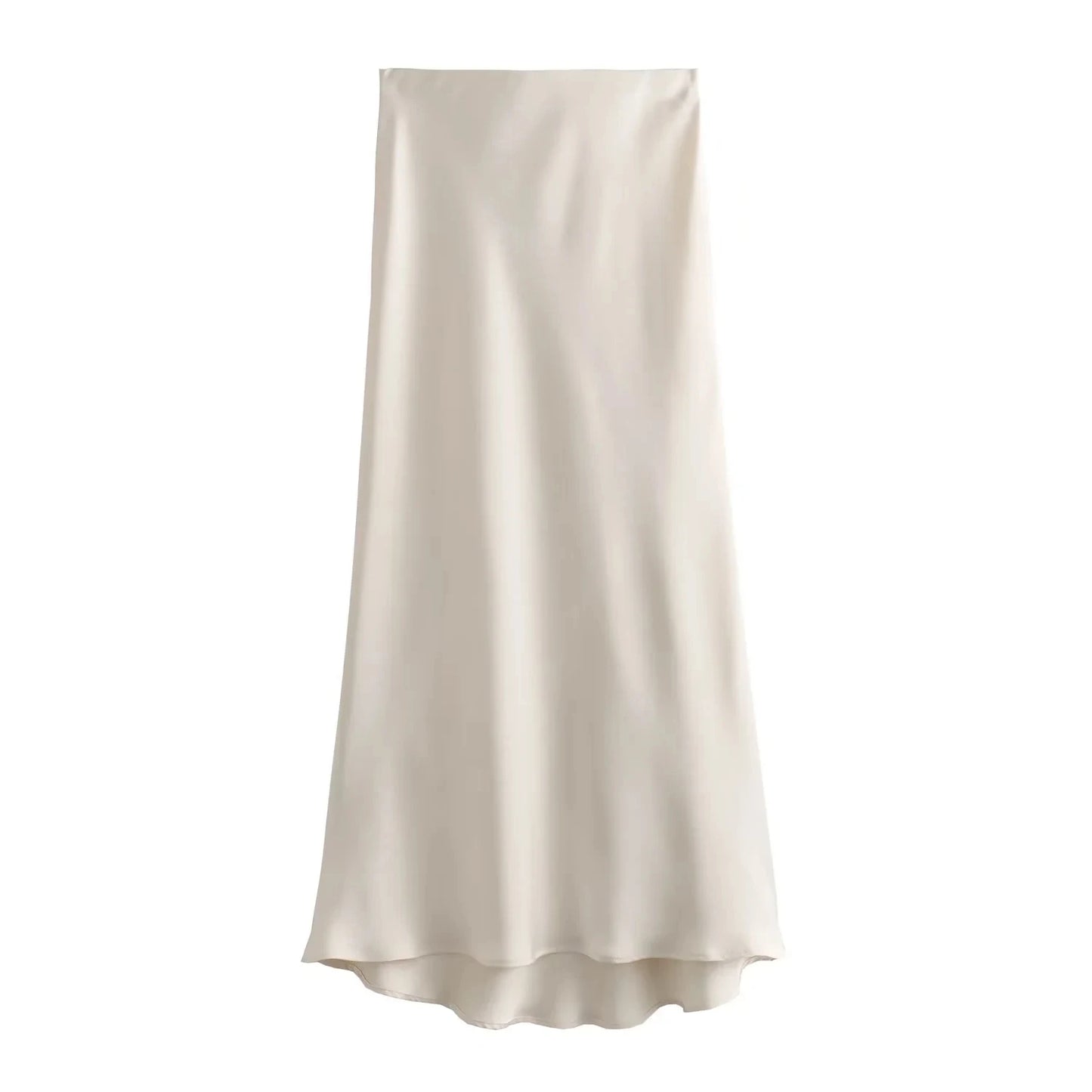 Women Long Skirt Spring Elastic High Waisted A-Line Casual Female Satin Skirts High Street Lady Skirts
